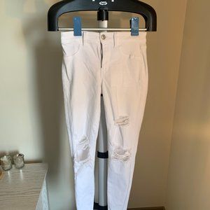 American Eagle Ripped White Jeans